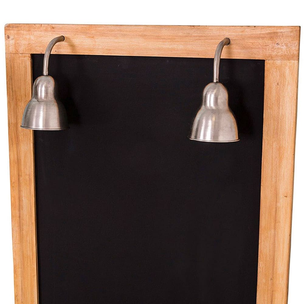 Tableau noir mural 2 spots lumineux 70x100cm
