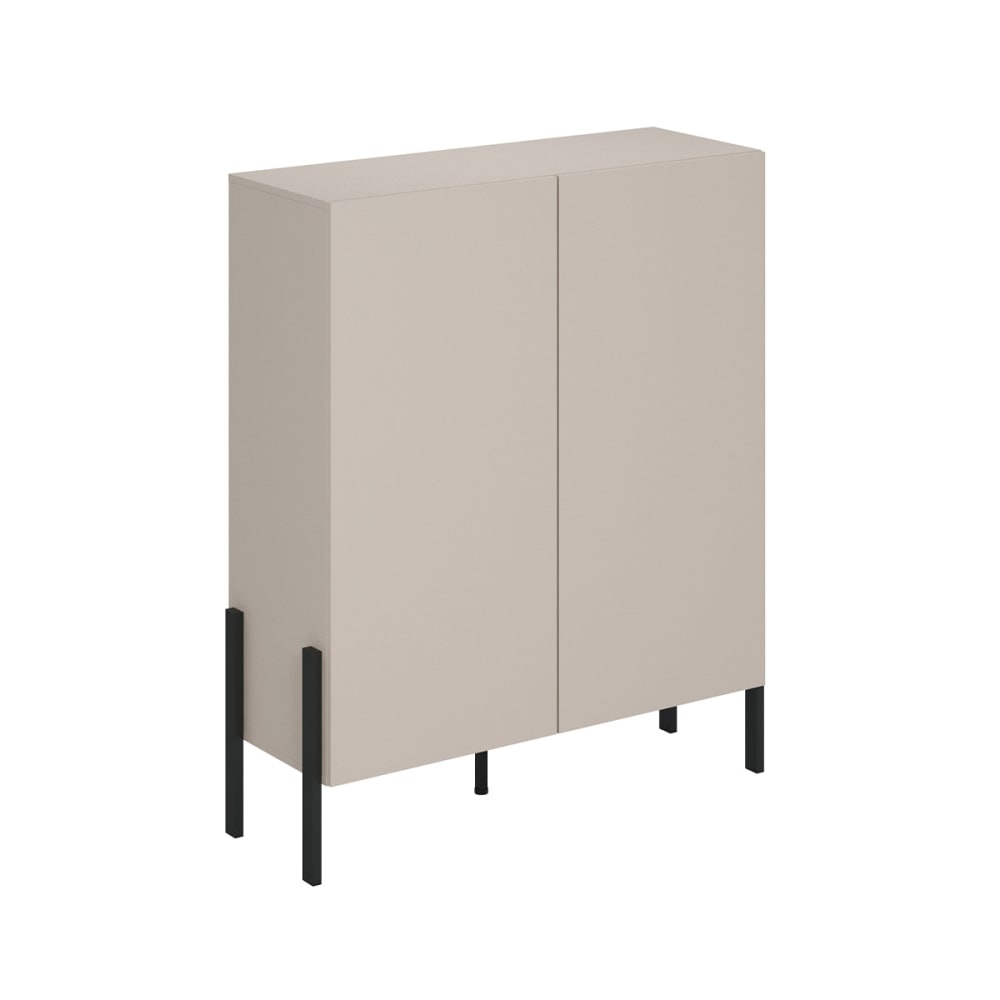 Petits meubles Highboard mit 2 Türen Cachemire Melaminbeschichtete Platten Kaschmir Beige Spanplatte