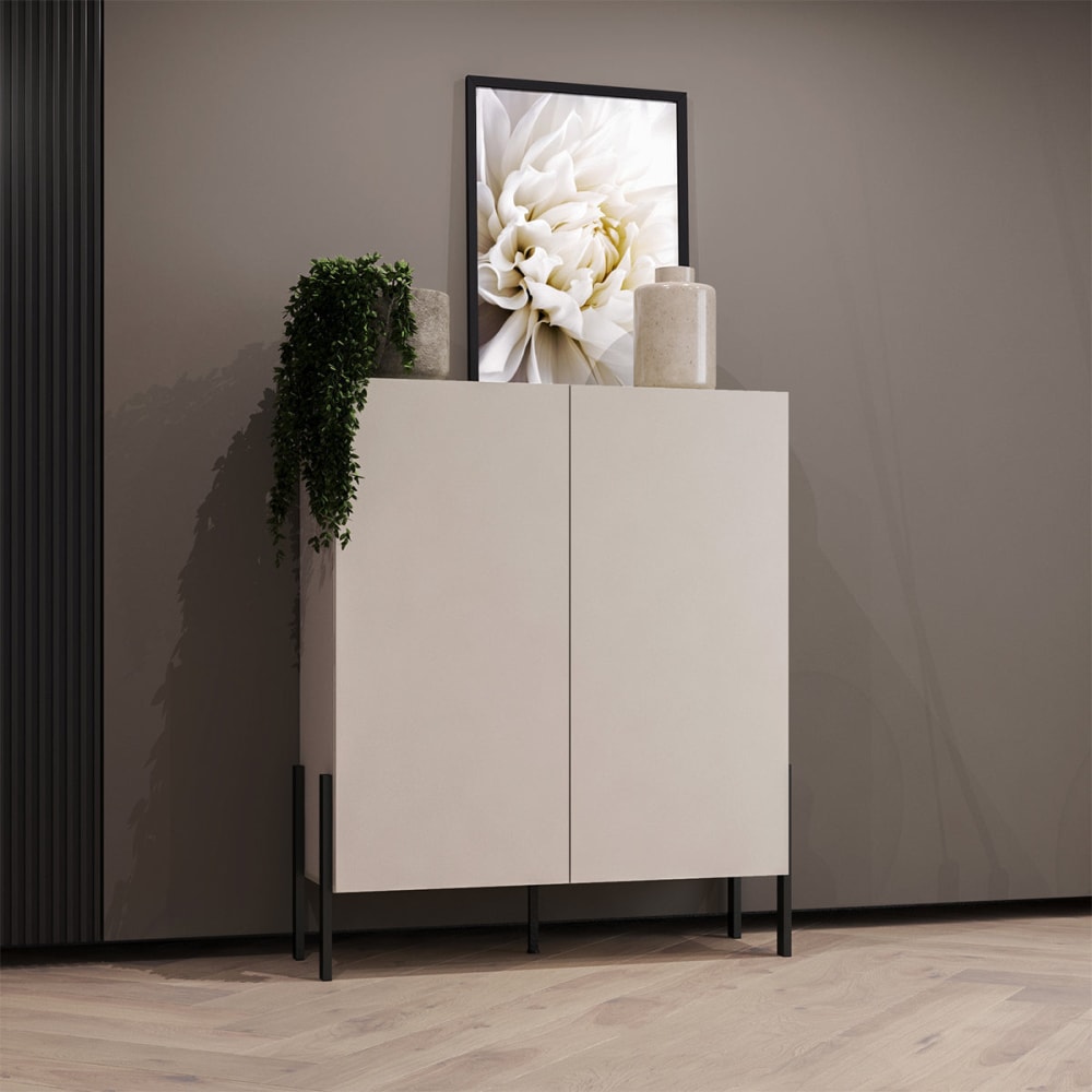 Highboard mit 2 Türen Cachemire Melaminbeschichtete Platten
