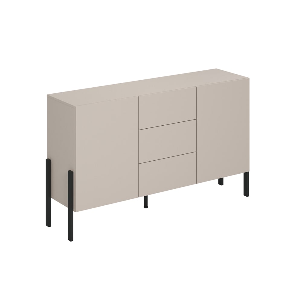 Buffet 2 portes 3 tiroirs stratifiés beige et noir