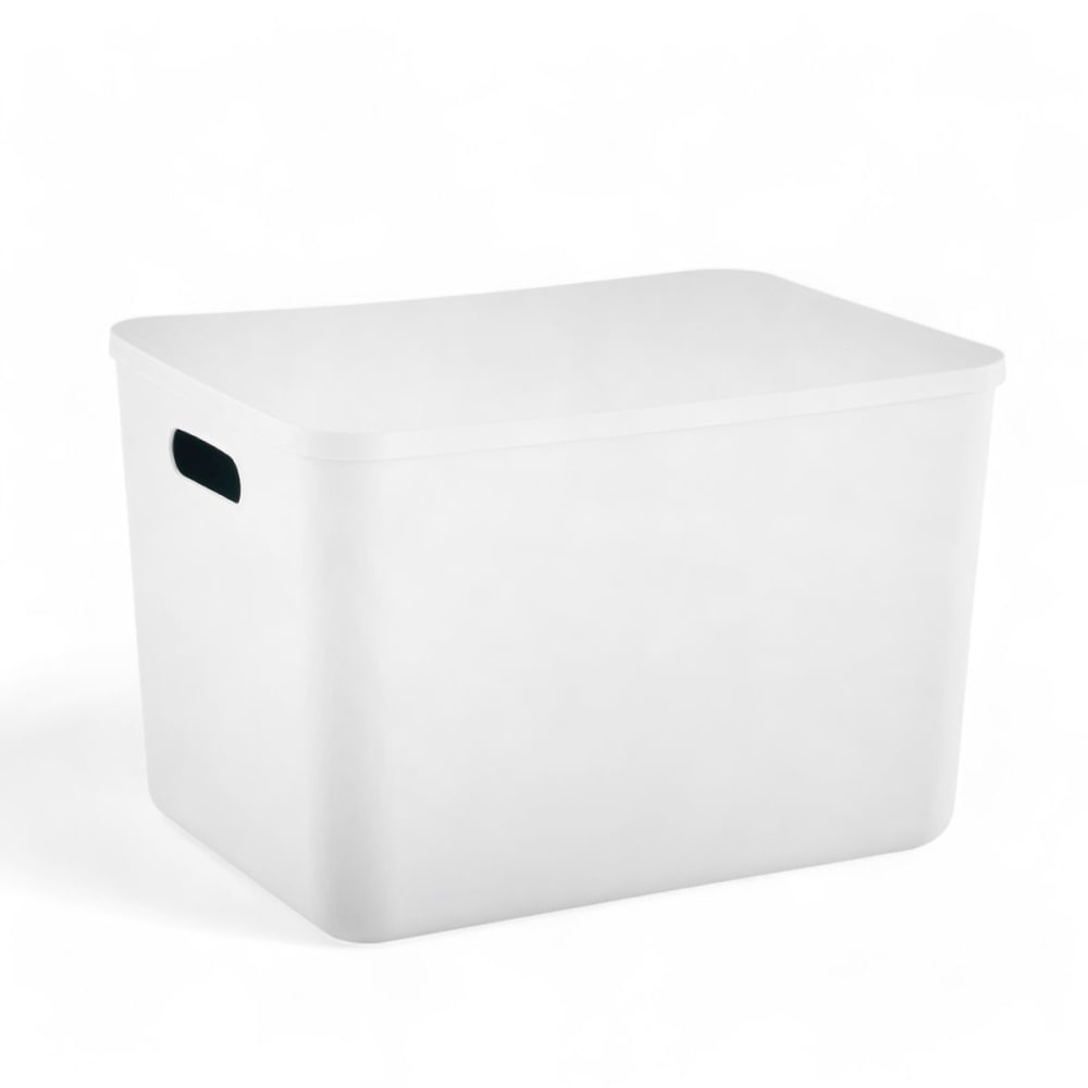 Panier de rangement avec couvercle plastique 26x18cm blanc Panier de rangement avec couvercle plastique 26x18cm blanc