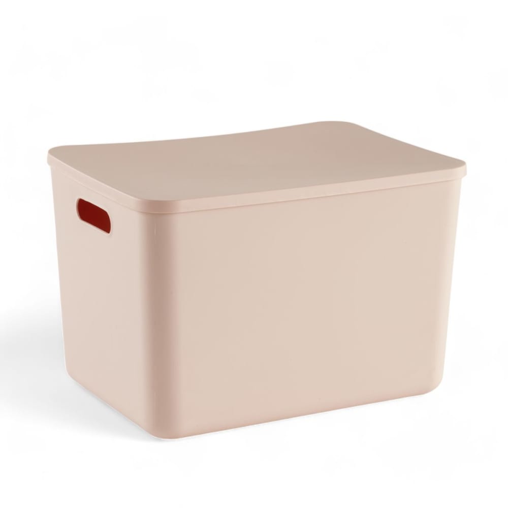 Panier de rangement avec couvercle plastique 36x26cm rose Panier de rangement avec couvercle plastique 36x26cm rose