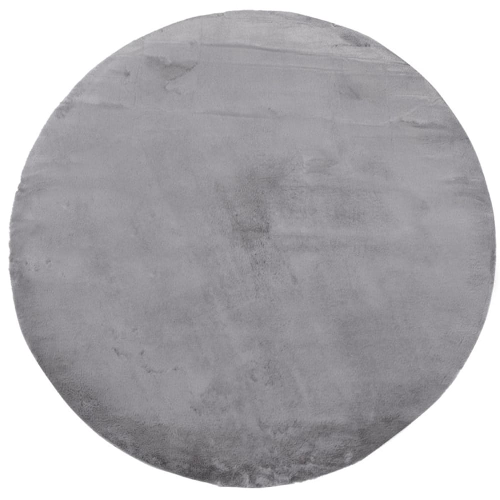 Tapis de Fourrure Rond Velours Gris 120x120cm