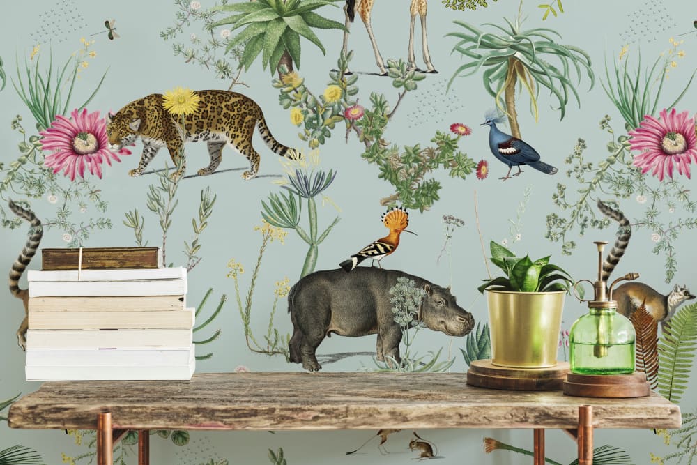 Papier peint panoramique Bestiaire Botanique Motif — vue 4