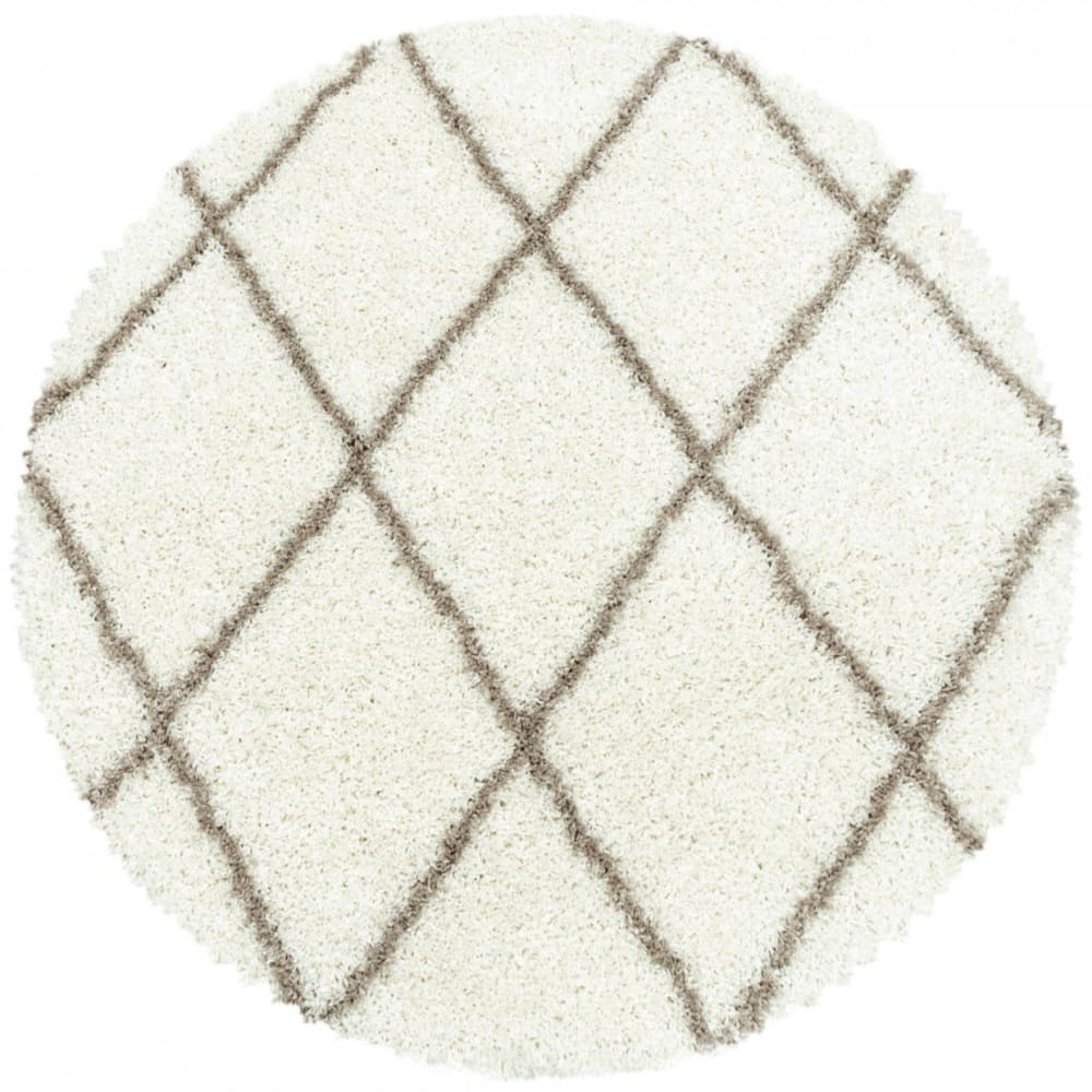 Tapis rond de style géométrique ivoire et café 120x120cm