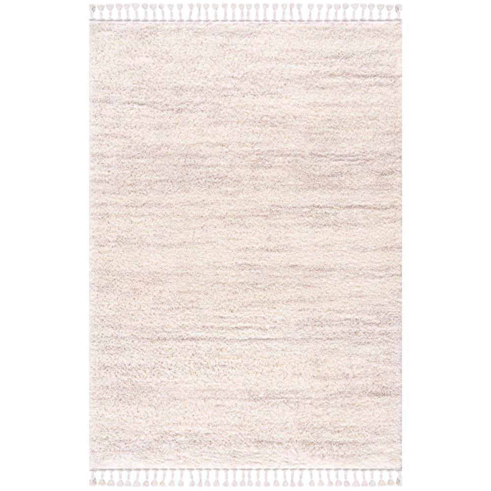 Tapis moelleux à franges tressées Crème 120x160cm