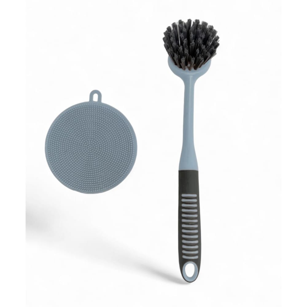 Brosse et éponge à vaisselle en silicone  27x6cm bleu