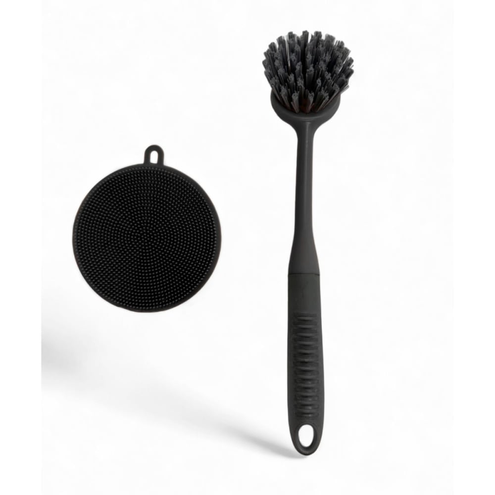 Brosse et éponge à vaisselle en silicone  27x6cm noir