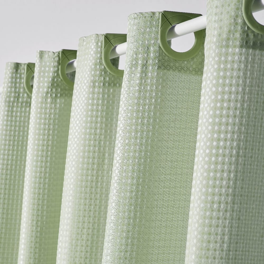 Rideau de douche tissu gaufré à crochets uni  180x200cm Vert
