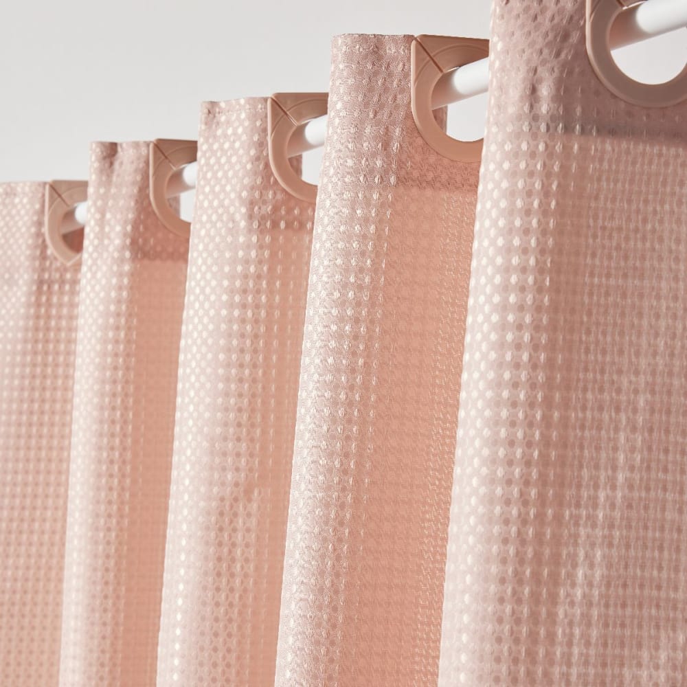 Rideau de douche tissu gaufré à crochets uni  180x200cm rose