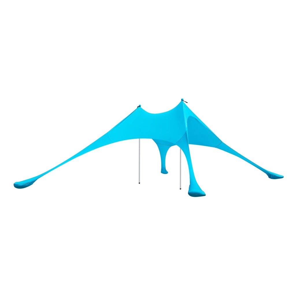 Tente de plage portable avec sac de transport effet bois turquoise