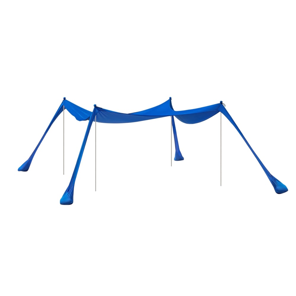 Tente de plage portable avec protection solaire effet bois bleu royal