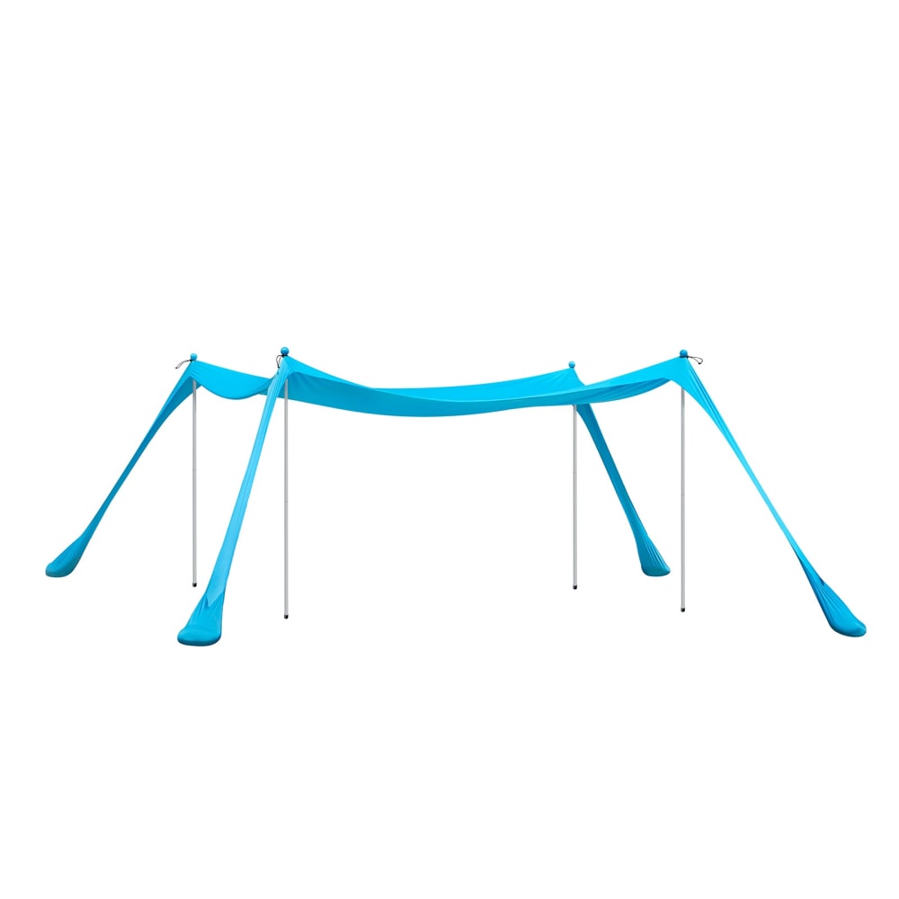 Tente de plage portable avec protection solaire effet bois turquoise