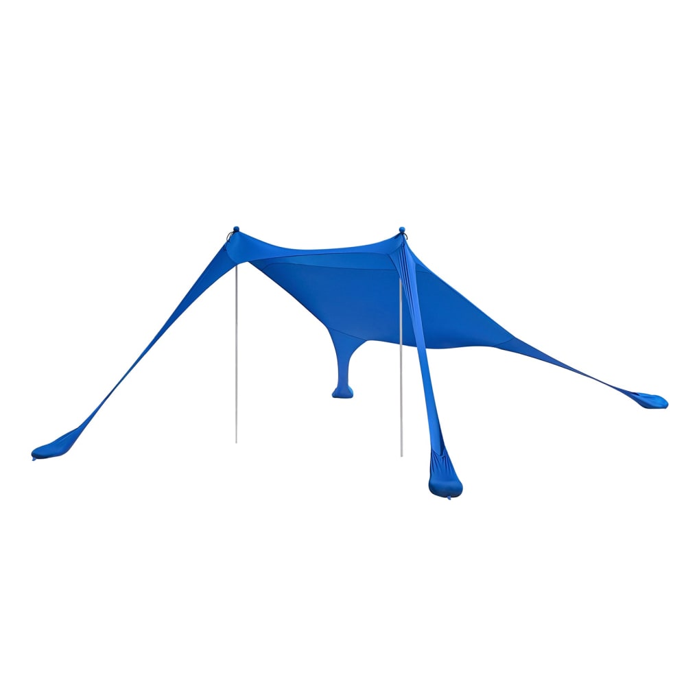 Tente de plage portable avec sac de transport effet bois bleu royal
