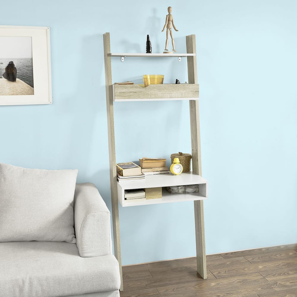Bücherregal mit Schreibtisch Wandregal aus  Span und MDF