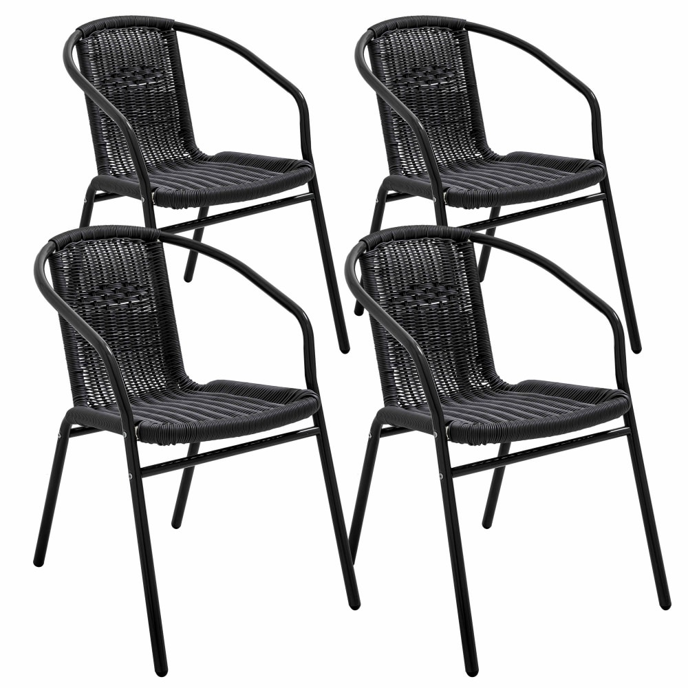 Lot de 4 fauteuils de jardin aluminium et résine noir