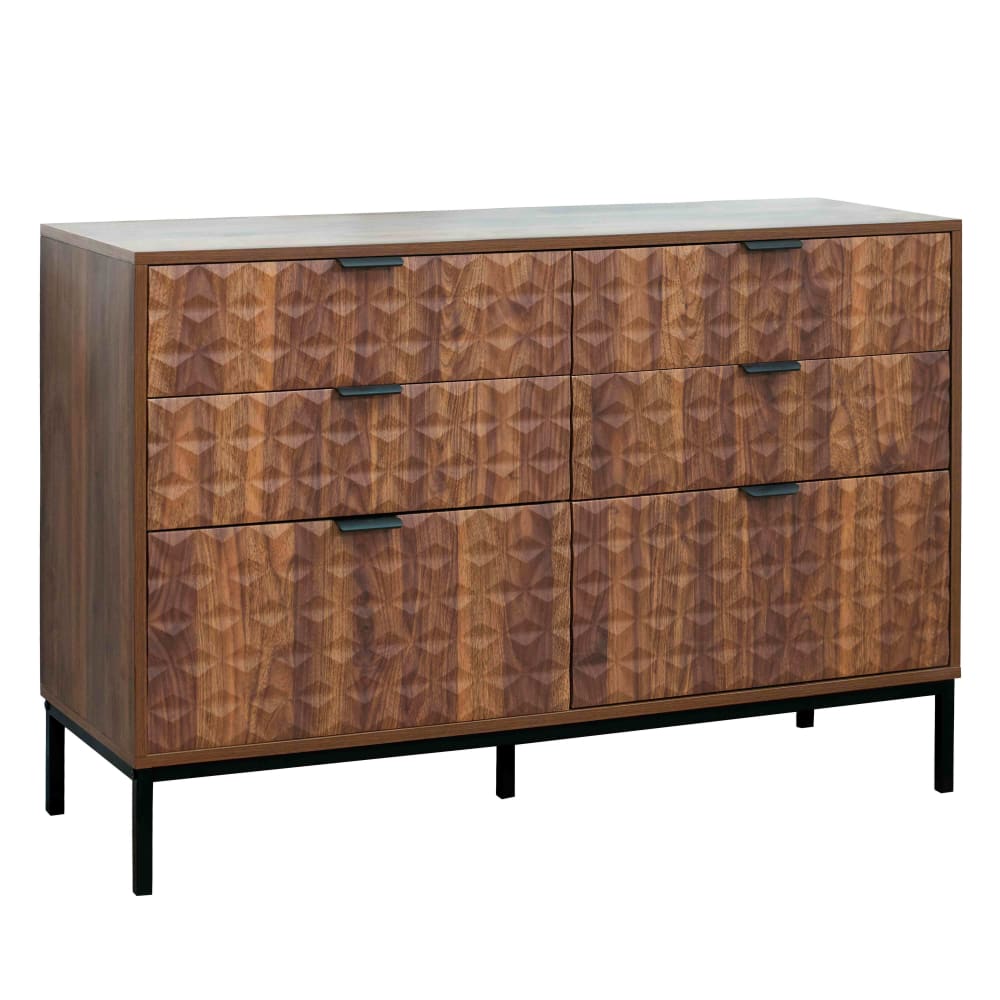 Commode à 6 tiroirs en MDF décor mélaminé bois foncé