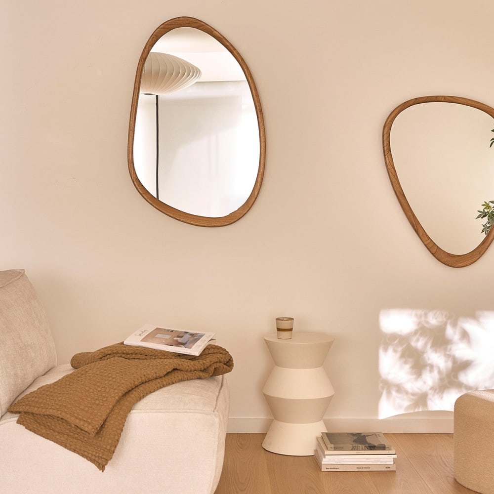 BERAH GETAH Spiegel aus massivem Mindi 90 cm style modern Beige Holz