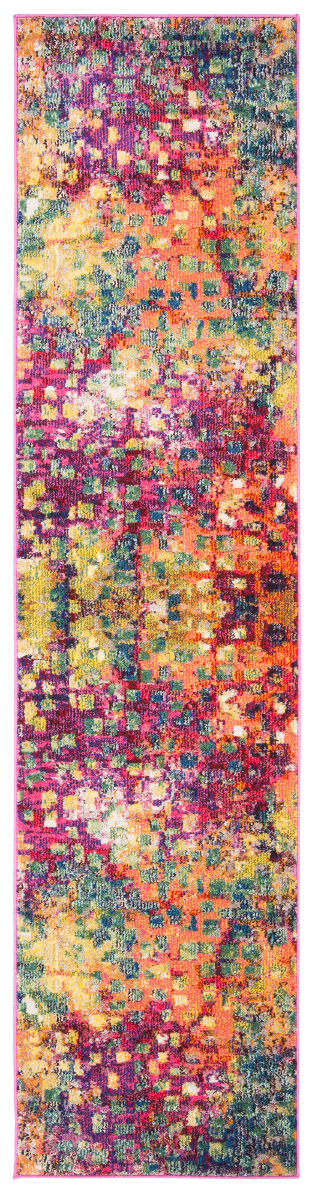 Tapis contemporain en polypropylène rose/or, 66 x 183 cm