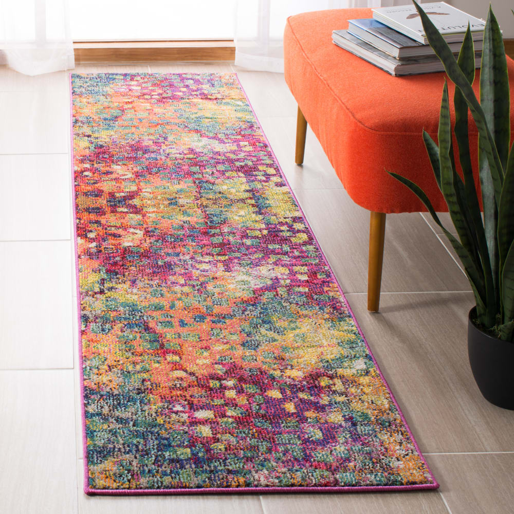 Tapis contemporain en polypropylène rose/or, 66 x 183 cm — vue 4
