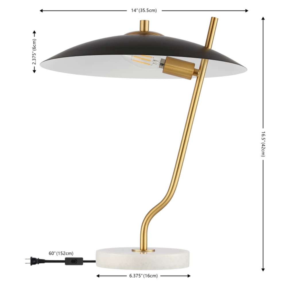 Lampe de table en marbre/métal, noir — vue 4