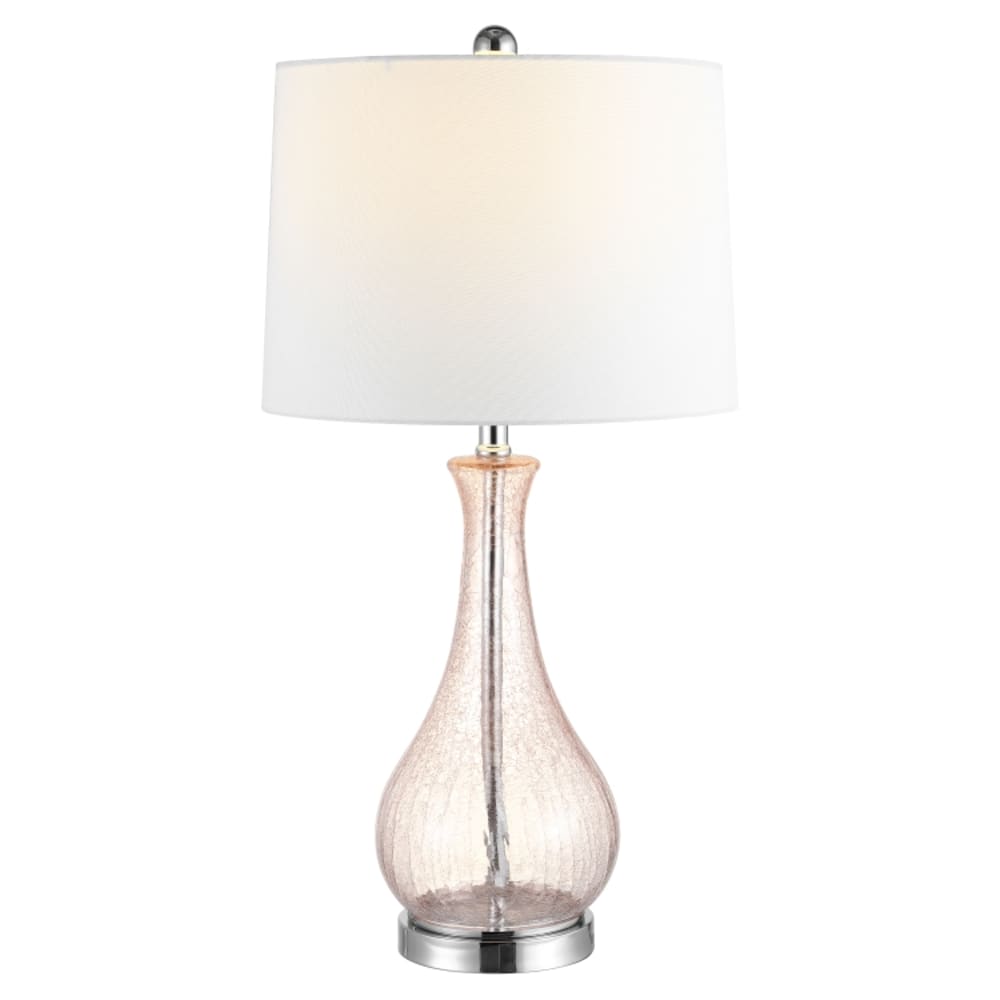 Lampe de table en verre/métal, rose poudré