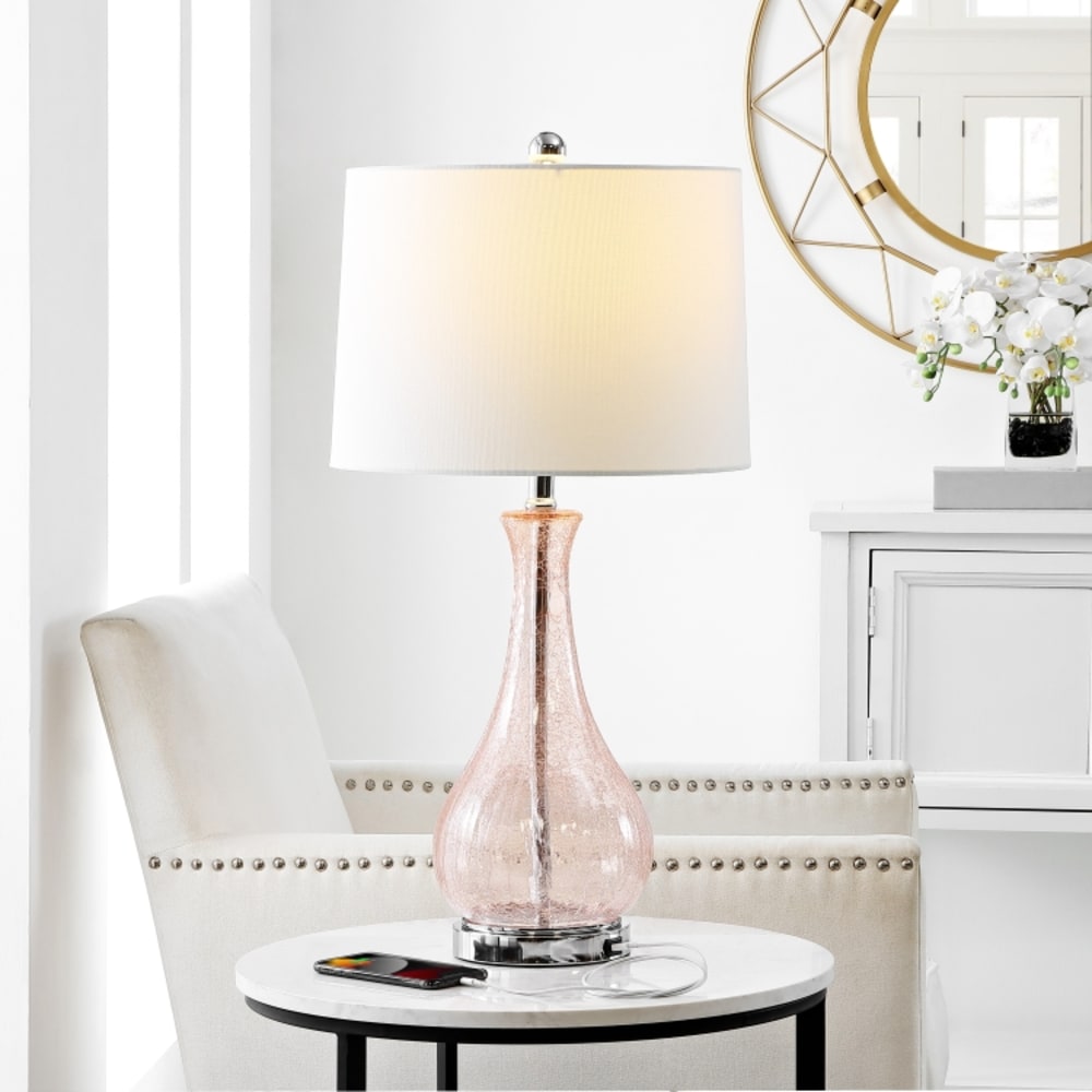 Lampe de table en verre rose — vue 3