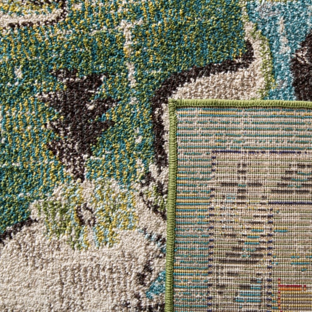 Tapis bohème chic en polypropylène vert/bleu, 91 cm — vue 3