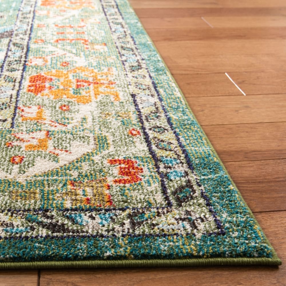 Tapis bohème chic en polypropylène vert/bleu, 91 cm — vue 4