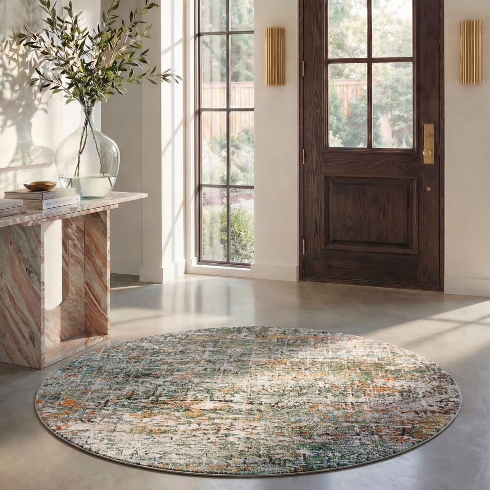 Tapis contemporain en polypropylène vert/bleu, 201 cm — vue 3