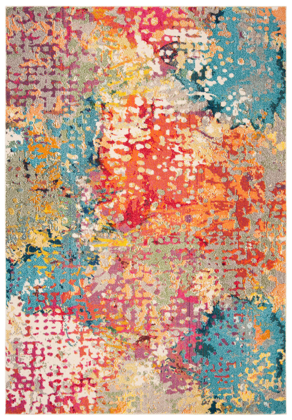 Tapis contemporain en polypropylène blanc/multicolore, 183 x 274 cm