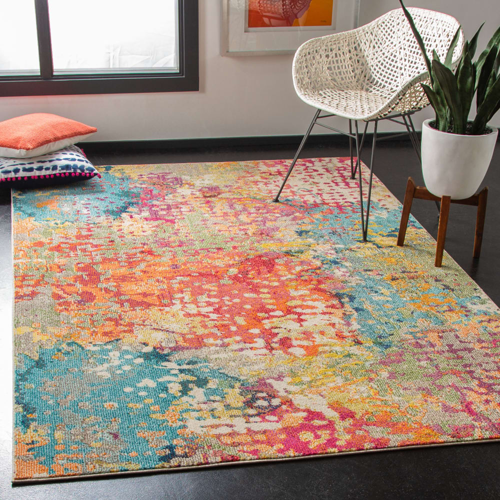 Tapis contemporain en polypropylène blanc/multicolore, 183 x 274 cm — vue 3