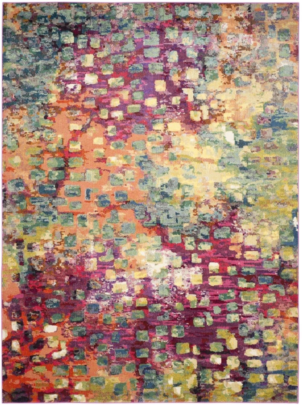 Tapis bohème chic en polypropylène rose/multicolore, 235 x 305 cm