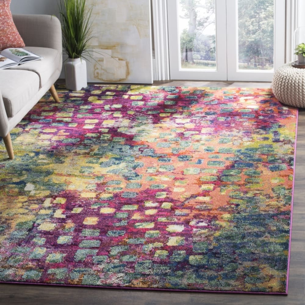 Tapis bohème chic en polypropylène rose/multicolore, 235 x 305 cm — vue 3