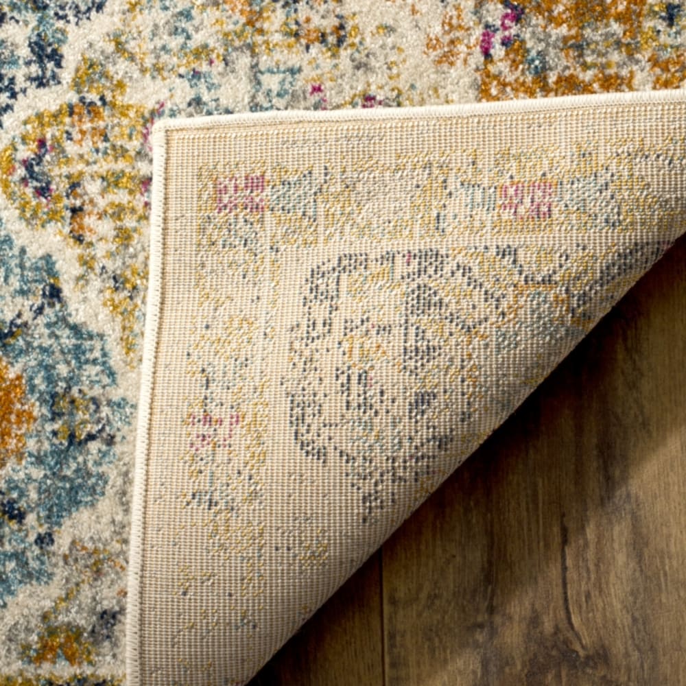Tapis chic moderne en polypropylène beige/multicolore, 122 x 122 cm — vue 3
