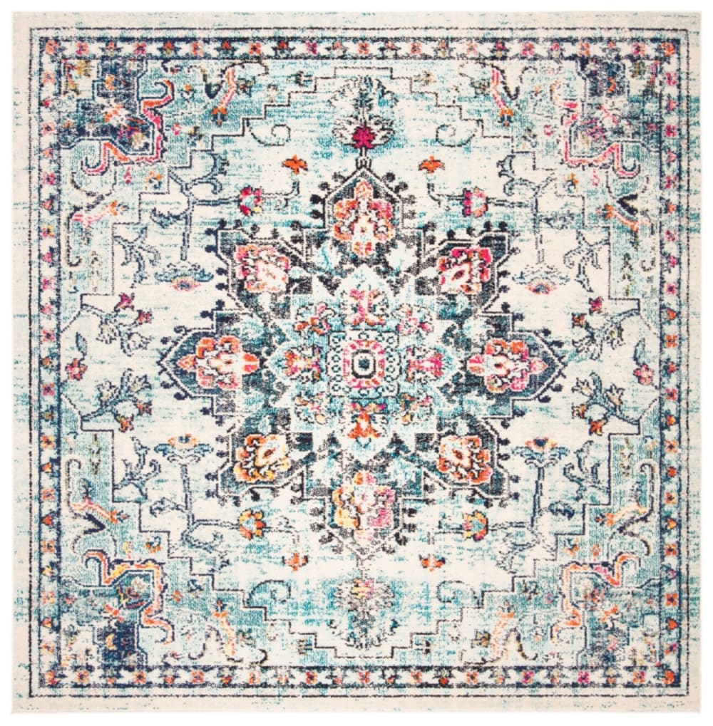 Tapis de transition en polypropylène beige/bleu, 201 x 201 cm