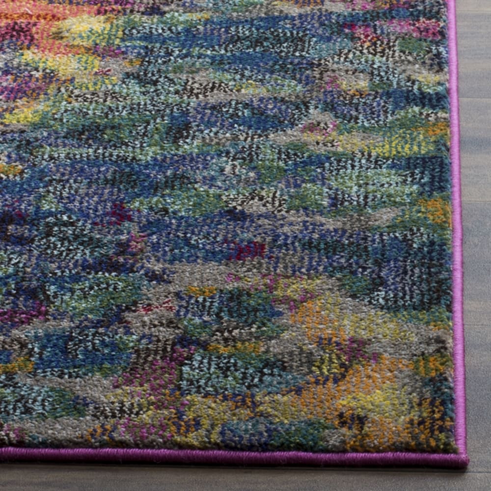 Tapis bohème chic en polypropylène rose/multicolore, 201 x 201 cm — vue 4