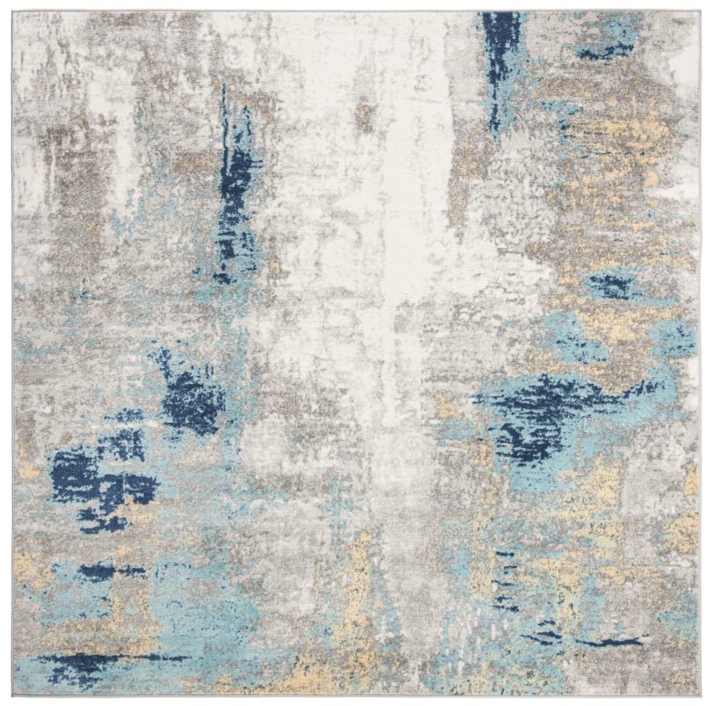 Tapis contemporain en polypropylène gris/or, 201 x 201 cm