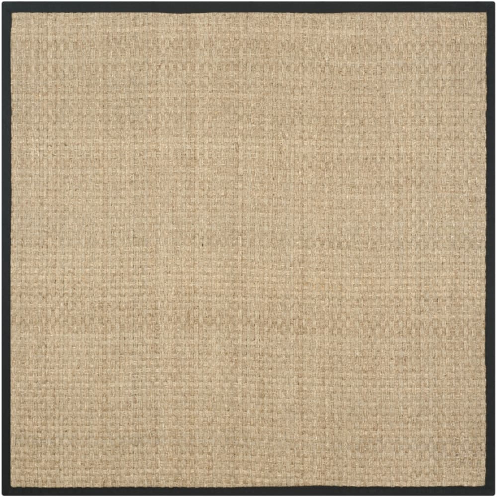 Tapis fibre naturelle en herbiers marins beige/noir, 91 x 91 cm
