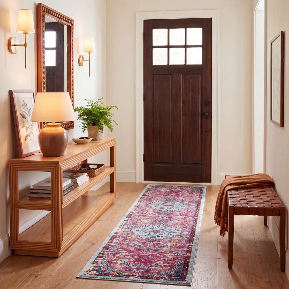 Tapis de transition en polypropylène rose/bleu, 66 x 183 cm — vue 3