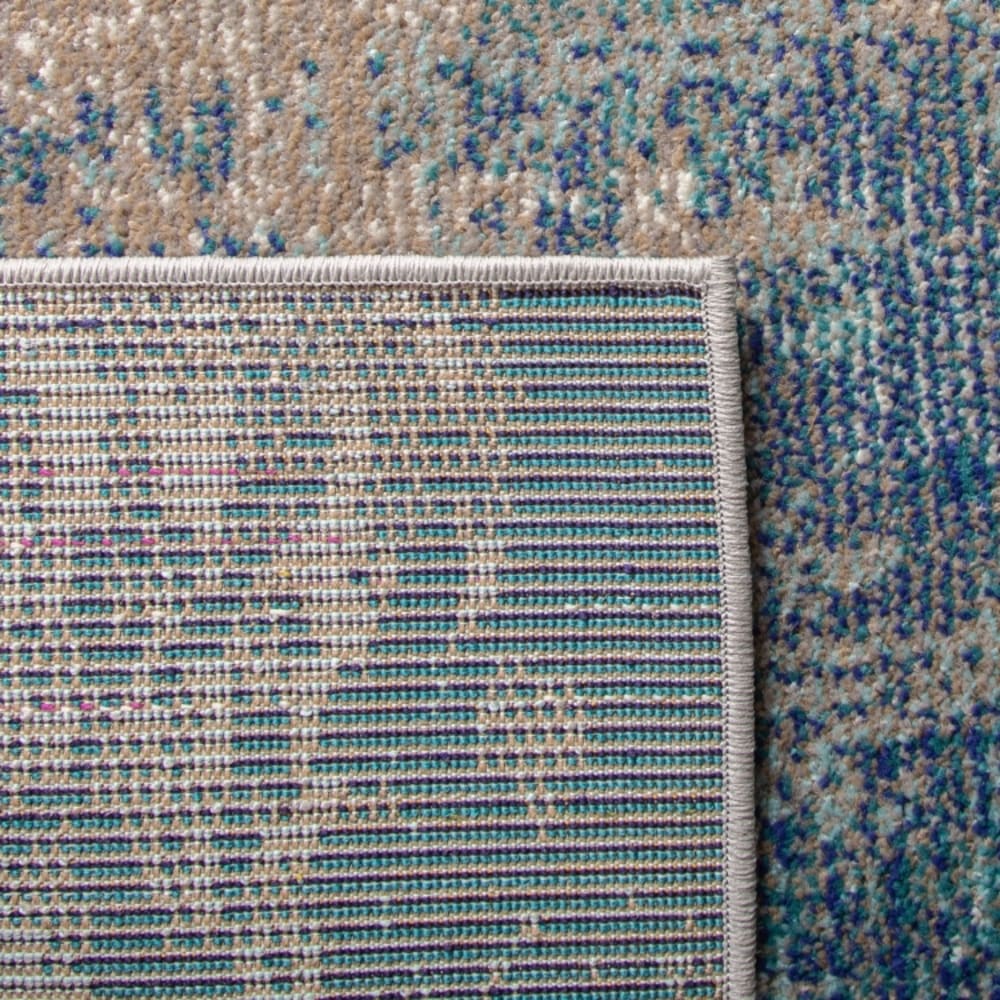 Tapis contemporain en polypropylène bleu/beige, 122 x 122 cm — vue 3