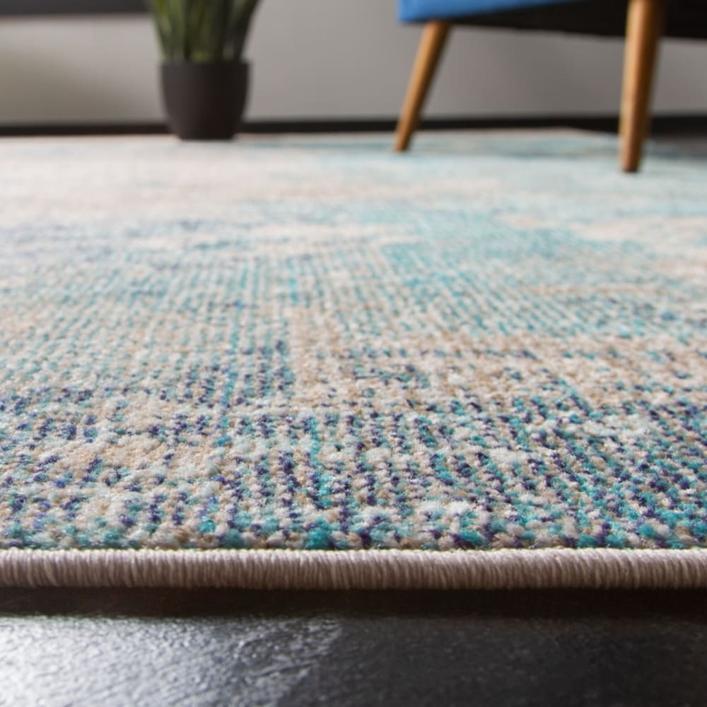 Tapis contemporain en polypropylène bleu/beige, 122 x 122 cm — vue 4