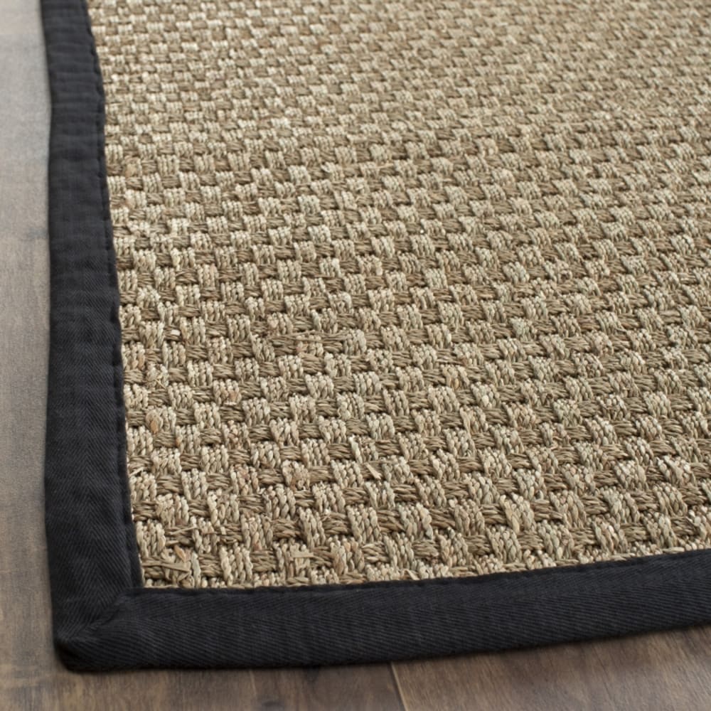 Tapis fibre naturelle en herbiers marins beige/noir, 91 cm — vue 3