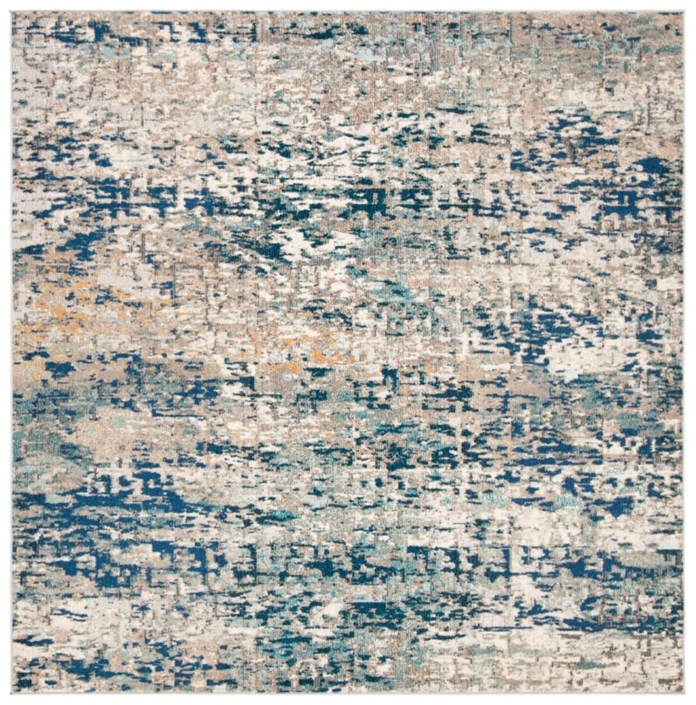 Zeitgenössische Polypropylen-Teppich in Grau/Blau, 201 x 201 cm -