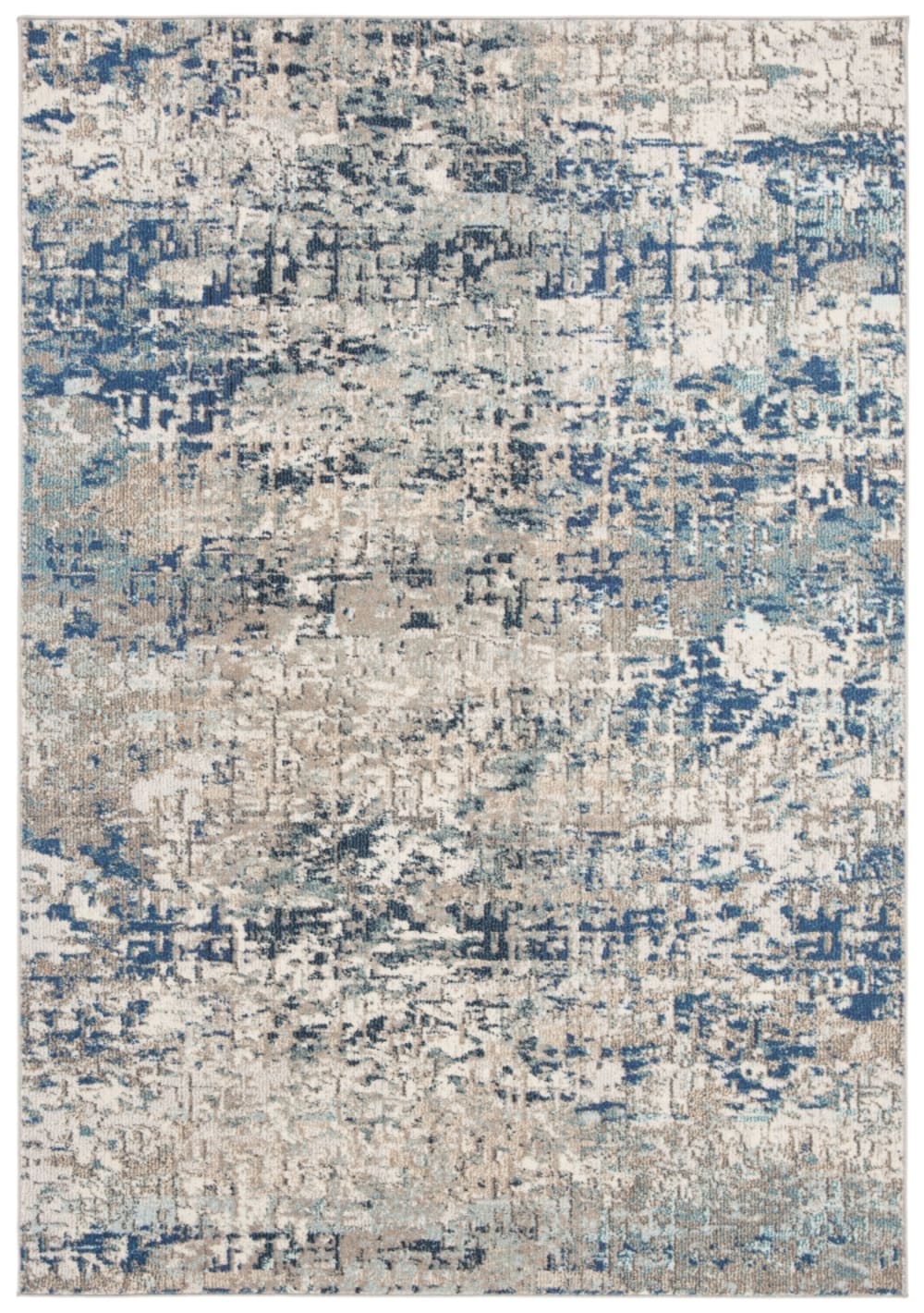 Tapis contemporain en polypropylène gris/bleu, 244 x 305 cm