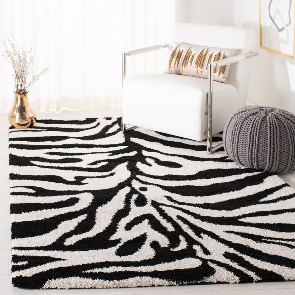 Tapis en polypropylène blanc/noir, 99 x 160 cm — vue 3