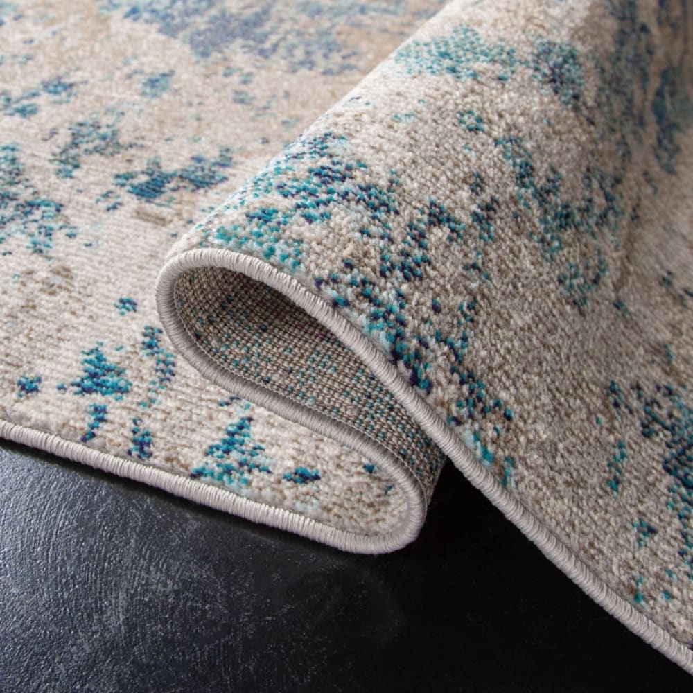 Tapis contemporain en polypropylène bleu/beige, 91 cm — vue 4
