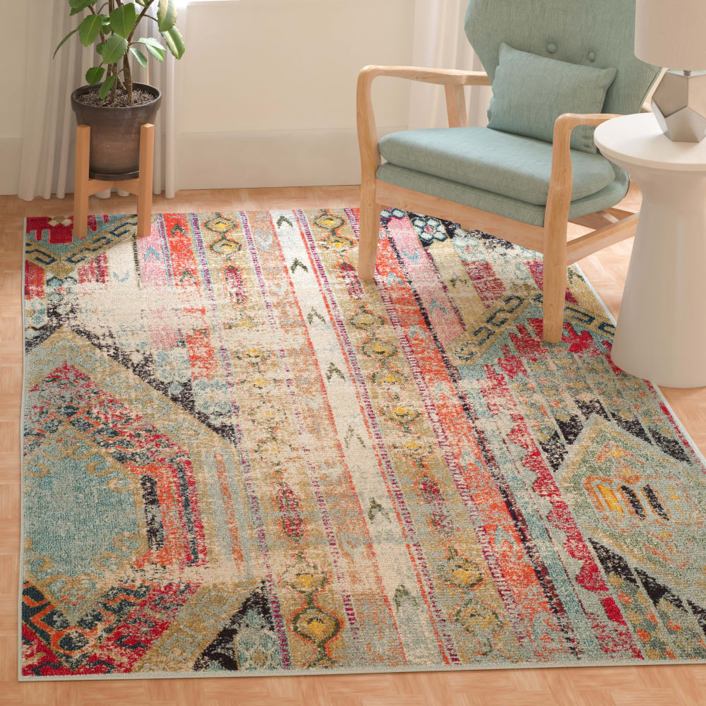 Tapis bohème chic en polypropylène multicolore, 235 x 305 cm — vue 4