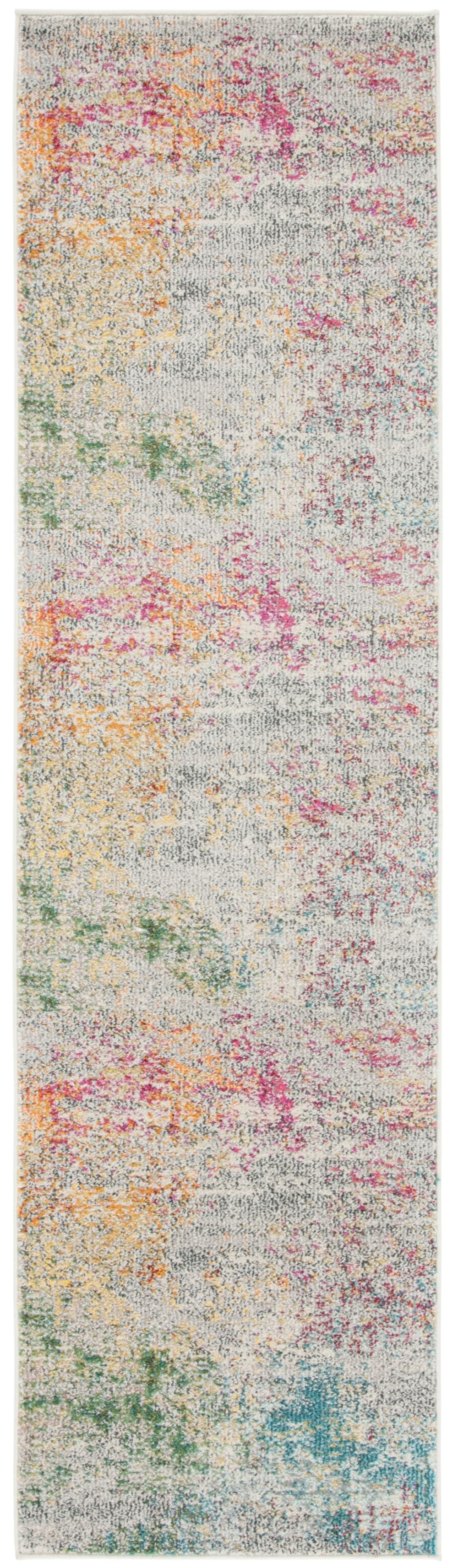 Tapis contemporain en polypropylène gris/or, 66 x 244 cm