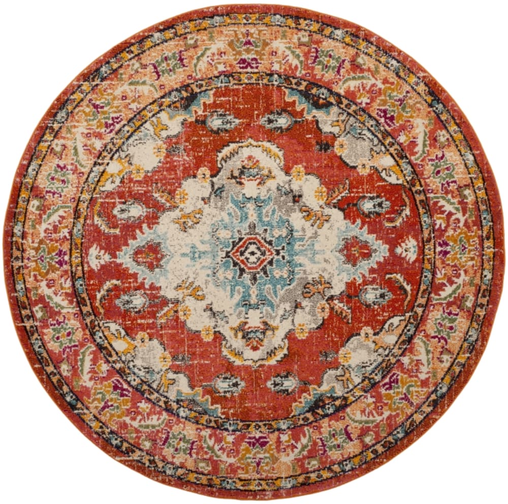 Tapis bohème chic en polypropylène orange/bleu, 152 cm
